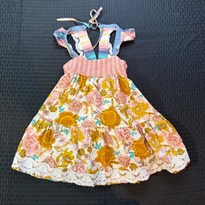 Matilda Jane Girls Sway Away Tunic top with a floral print and lace trim Size 6